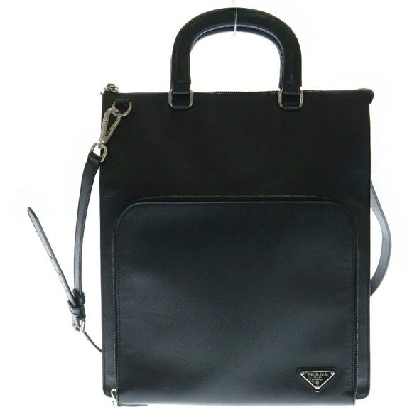 Prada SAFFIANO TRAVEL Leather Shoulder Bag Black - Picture 1 of 5
